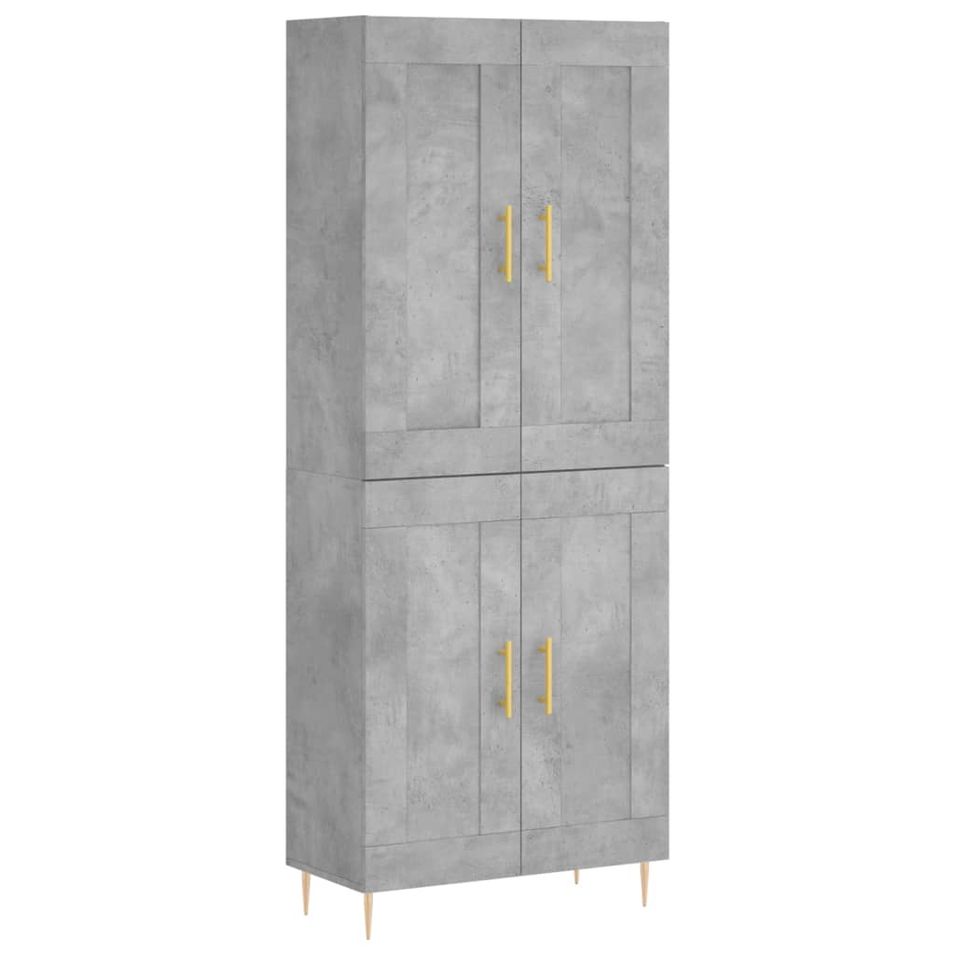 Buffet haut Gris béton 69,5x34x180 cm Bois d'ingénierie - Photo n°1
