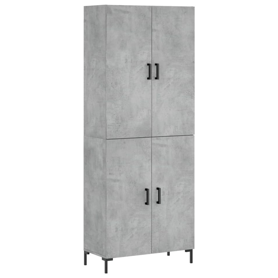 Buffet haut Gris béton 69,5x34x180 cm Bois d'ingénierie - Photo n°1