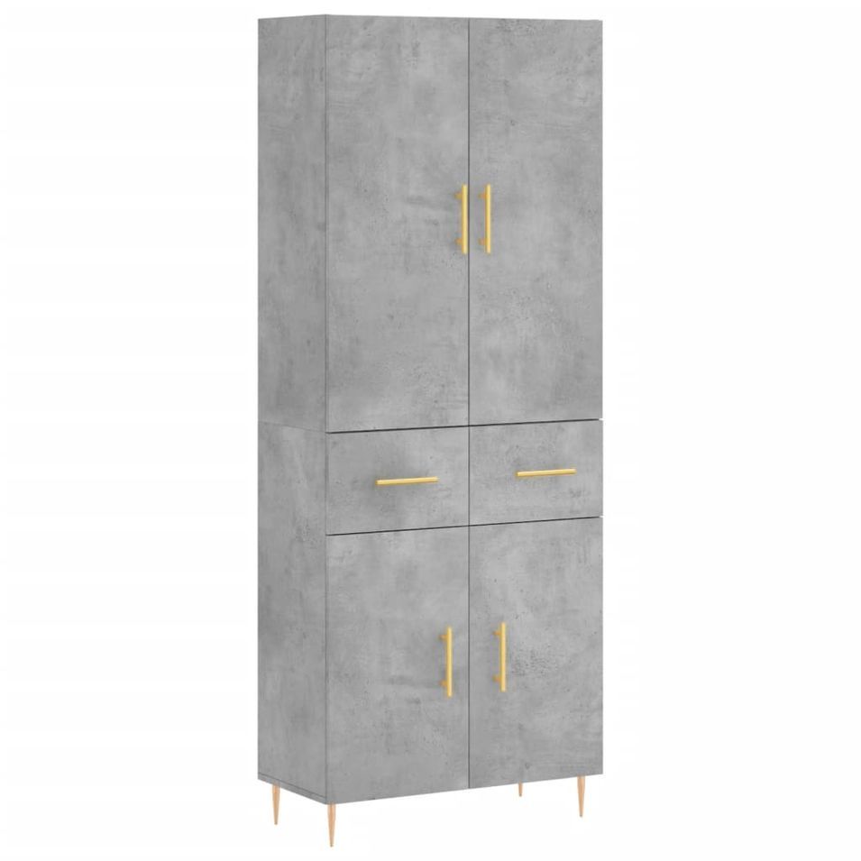 Buffet haut Gris béton 69,5x34x180 cm Bois d'ingénierie - Photo n°1