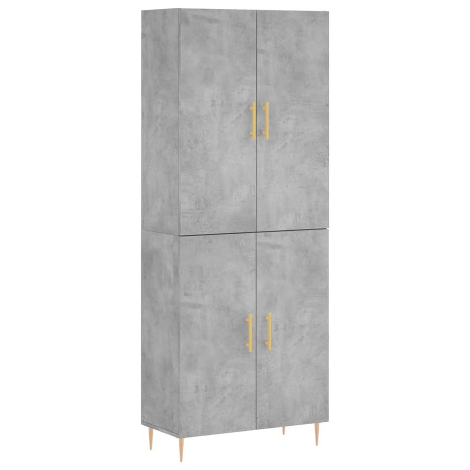 Buffet haut Gris béton 69,5x34x180 cm Bois d'ingénierie - Photo n°1
