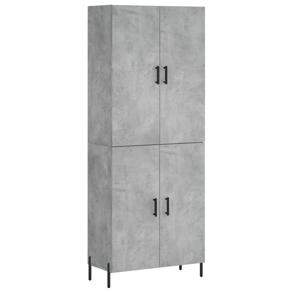 Buffet haut Gris béton 69,5x34x180 cm Bois d'ingénierie - Photo n°1
