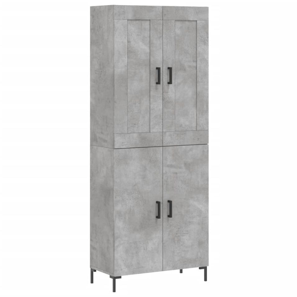 Buffet haut Gris béton 69,5x34x180 cm Bois d'ingénierie - Photo n°1