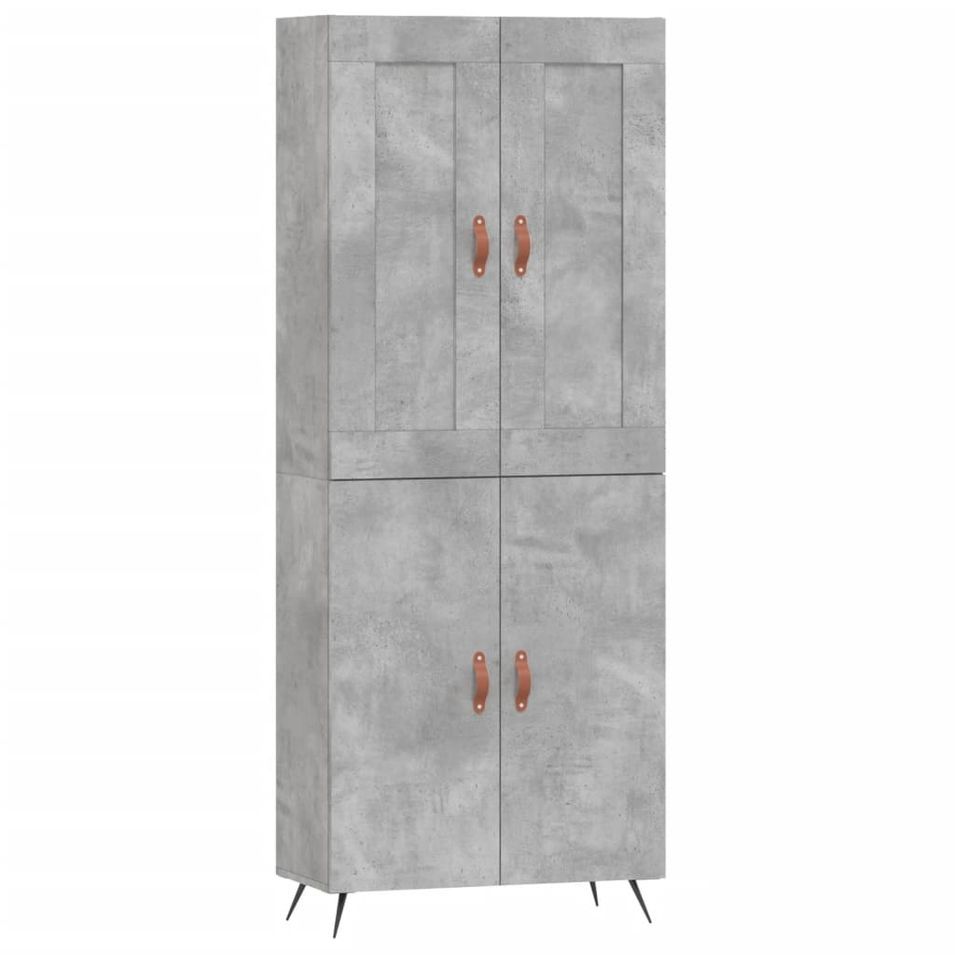 Buffet haut Gris béton 69,5x34x180 cm Bois d'ingénierie - Photo n°1