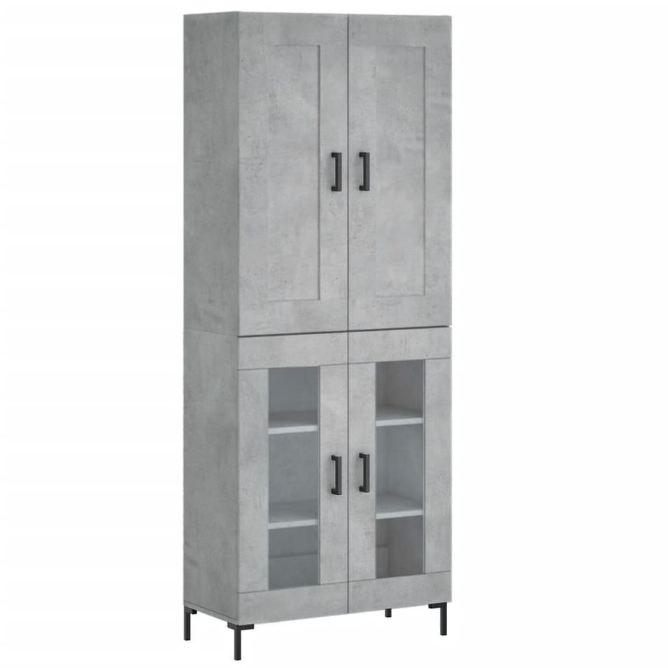 Buffet haut Gris béton 69,5x34x180 cm Bois d'ingénierie - Photo n°1