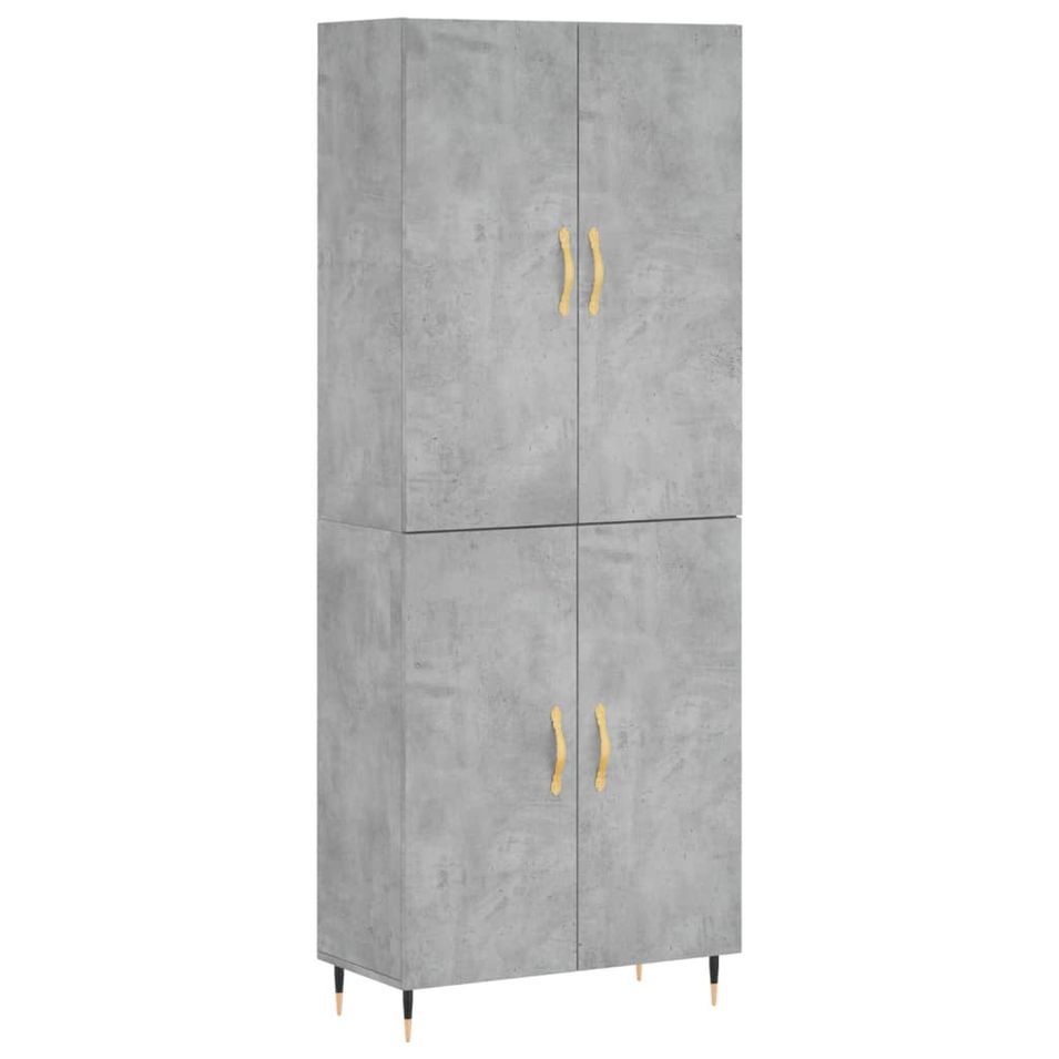 Buffet haut Gris béton 69,5x34x180 cm Bois d'ingénierie - Photo n°1