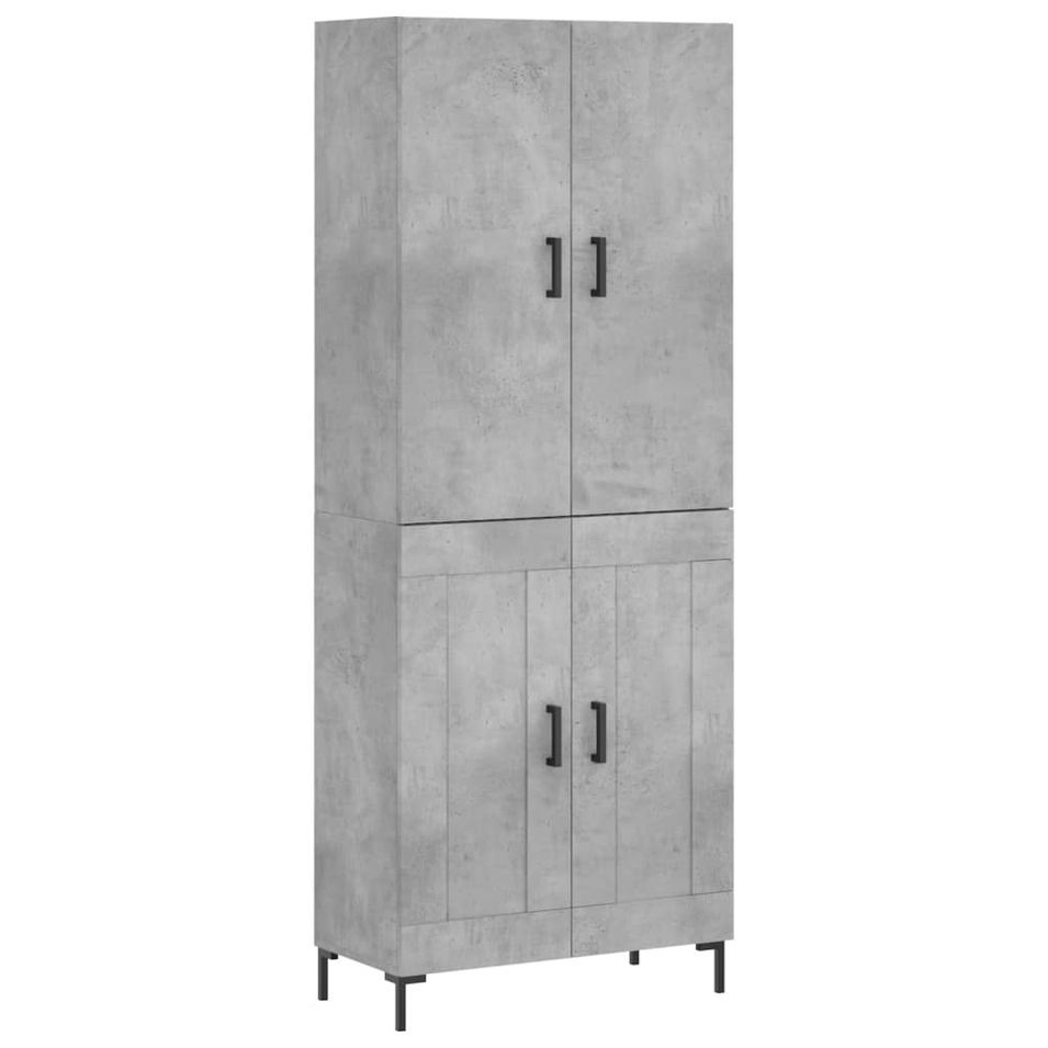 Buffet haut Gris béton 69,5x34x180 cm Bois d'ingénierie - Photo n°1