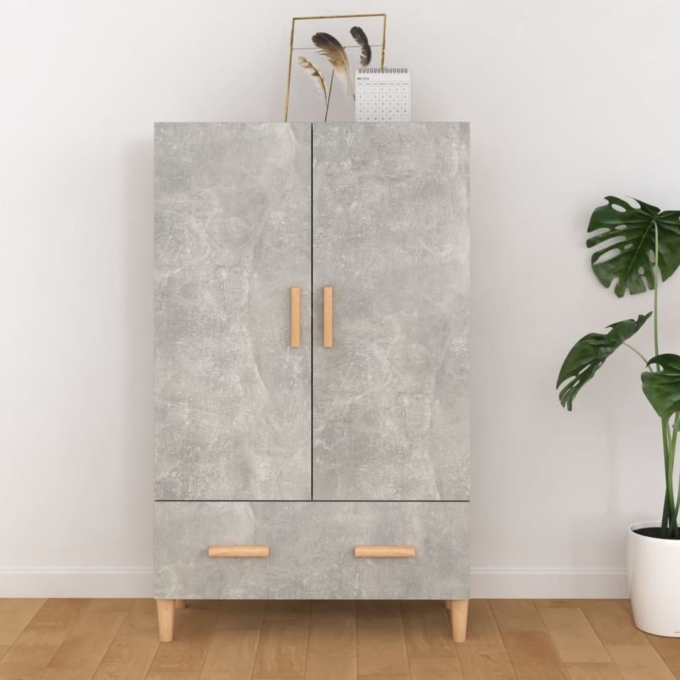 Buffet haut Gris béton 70x31x115 cm Bois d'ingénierie - Photo n°1