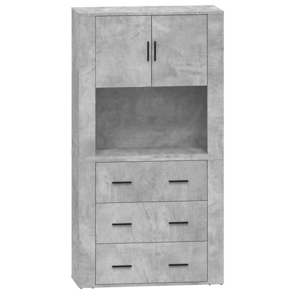 Buffet haut Gris béton Bois d'ingénierie - Photo n°1