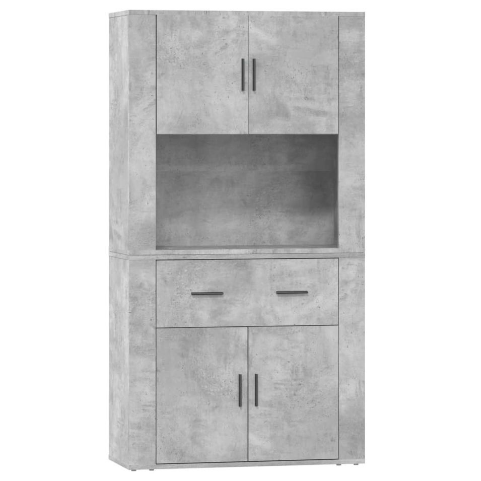 Buffet haut Gris béton Bois d'ingénierie - Photo n°1