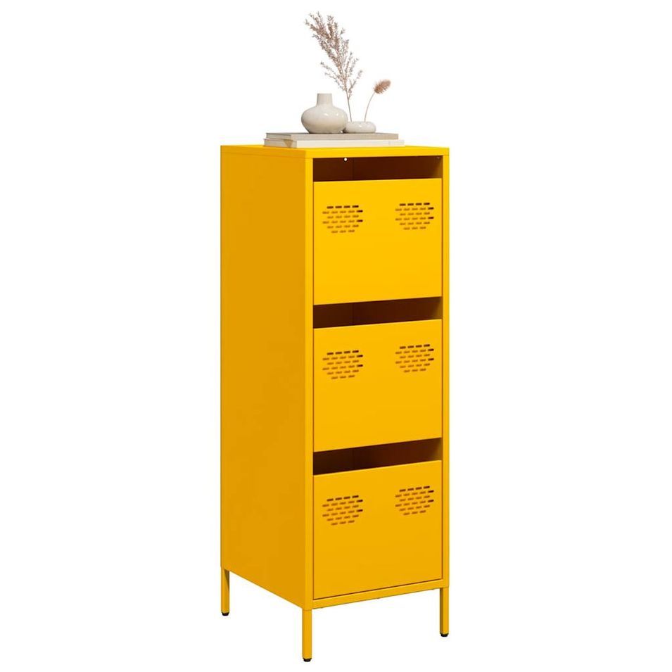 Buffet haut jaune moutarde 39x35x103,5 cm acier - Photo n°1