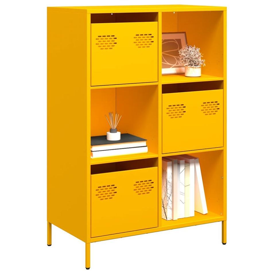 Buffet haut jaune moutarde 68x39x103,5 cm acier - Photo n°1