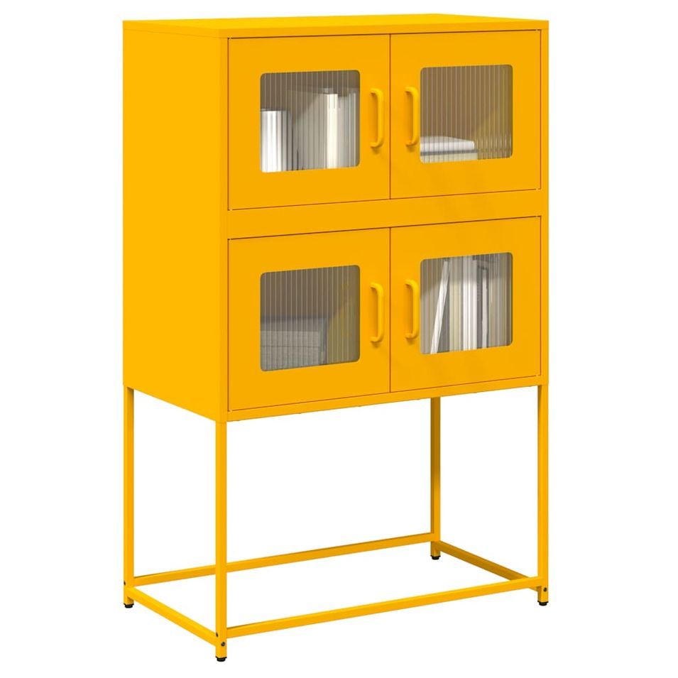 Buffet haut jaune moutarde 68x39x107 cm acier - Photo n°1