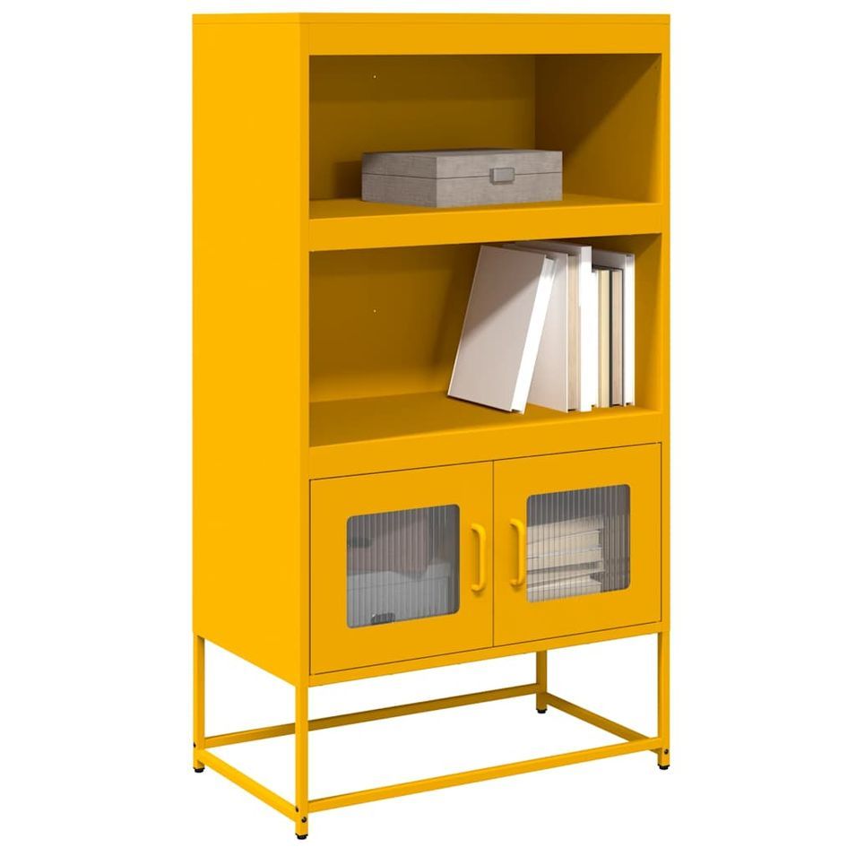 Buffet haut jaune moutarde 68x39x123 cm acier - Photo n°1