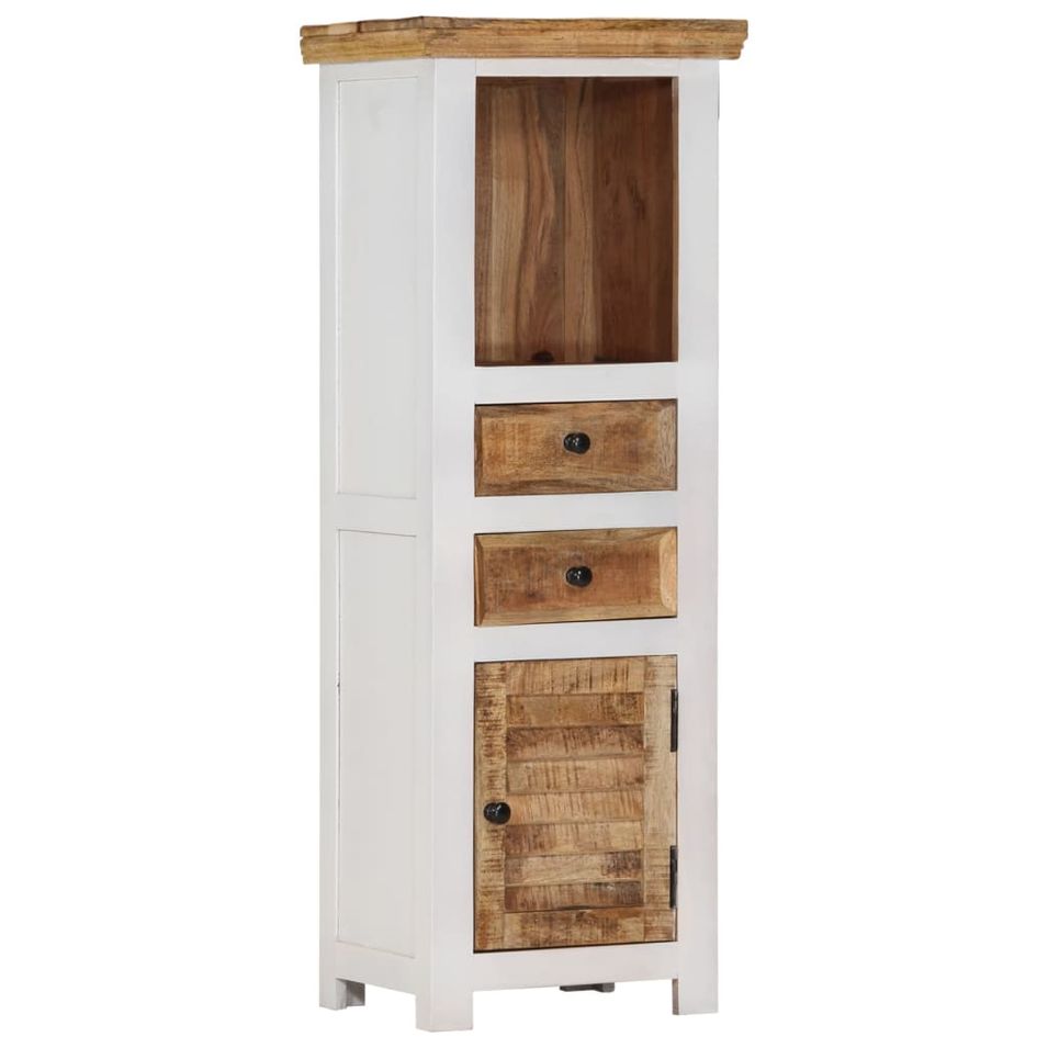 Buffet haut Marron/blanc 40x30x110cm Bois de manguier/ d'acacia - Photo n°1