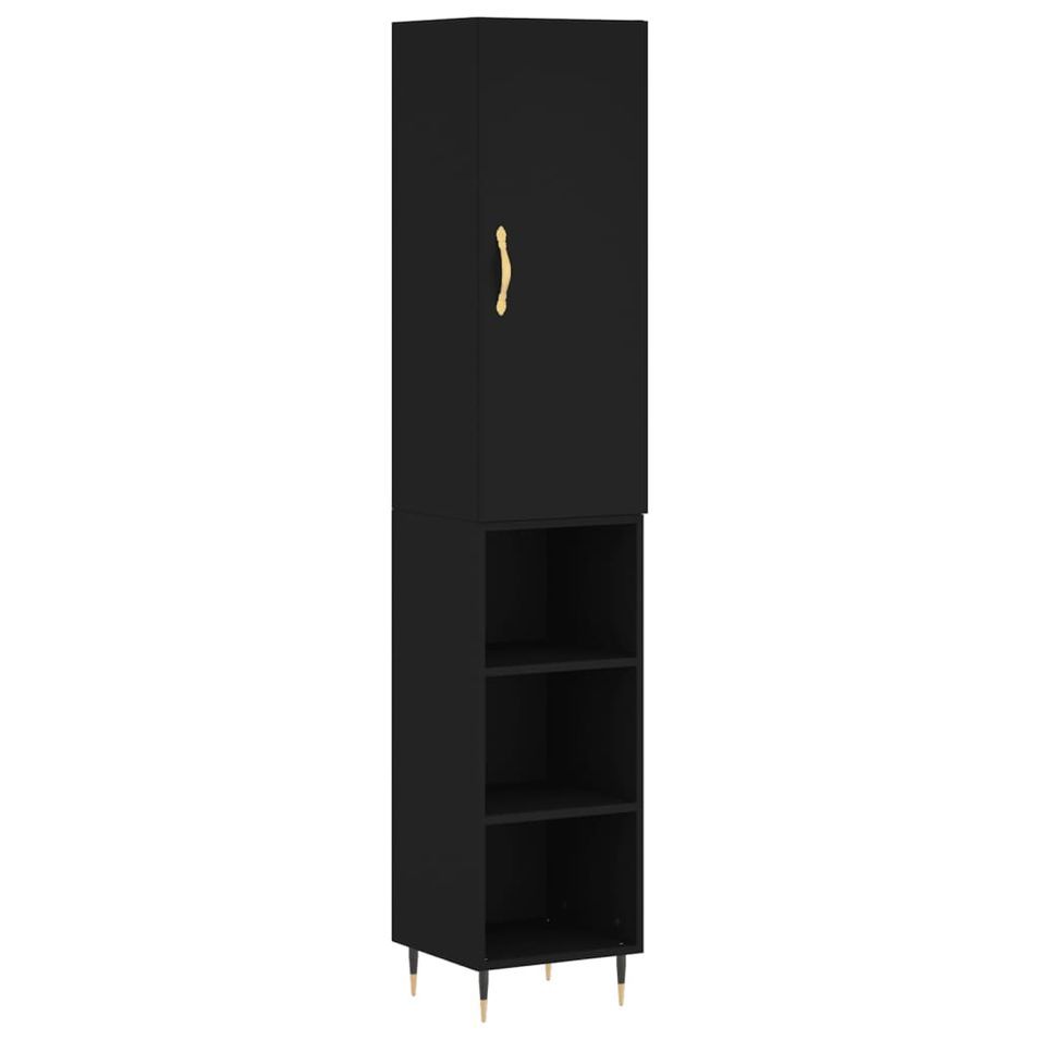 Buffet haut Noir 34,5x34x180 cm Bois d'ingénierie - Photo n°1
