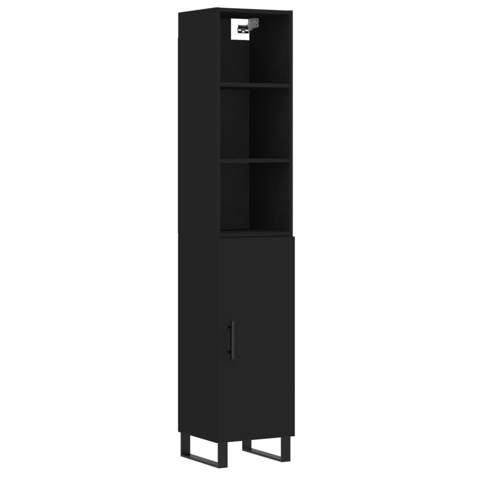 Buffet haut Noir 34,5x34x180 cm Bois d'ingénierie - Photo n°1
