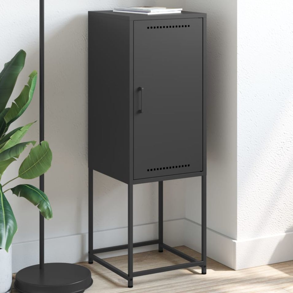 Buffet haut noir 36x39x107 cm acier - Photo n°1