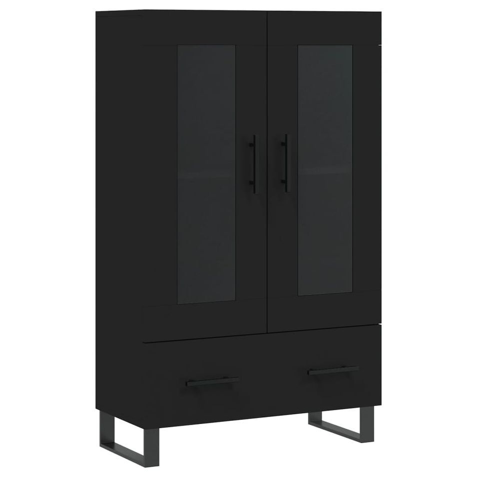 Buffet haut noir 69,5x31x115 cm bois d'ingénierie - Photo n°1