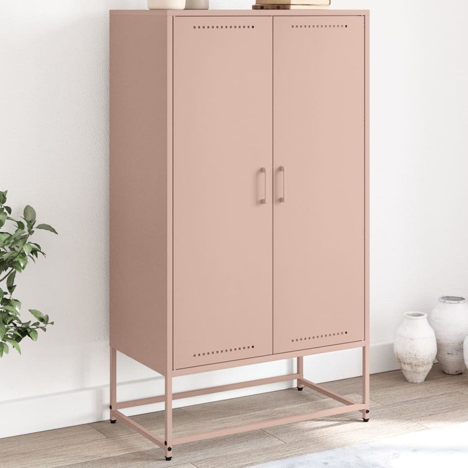 Buffet haut rose 68,5x38,5x123,5 cm acier - Photo n°1