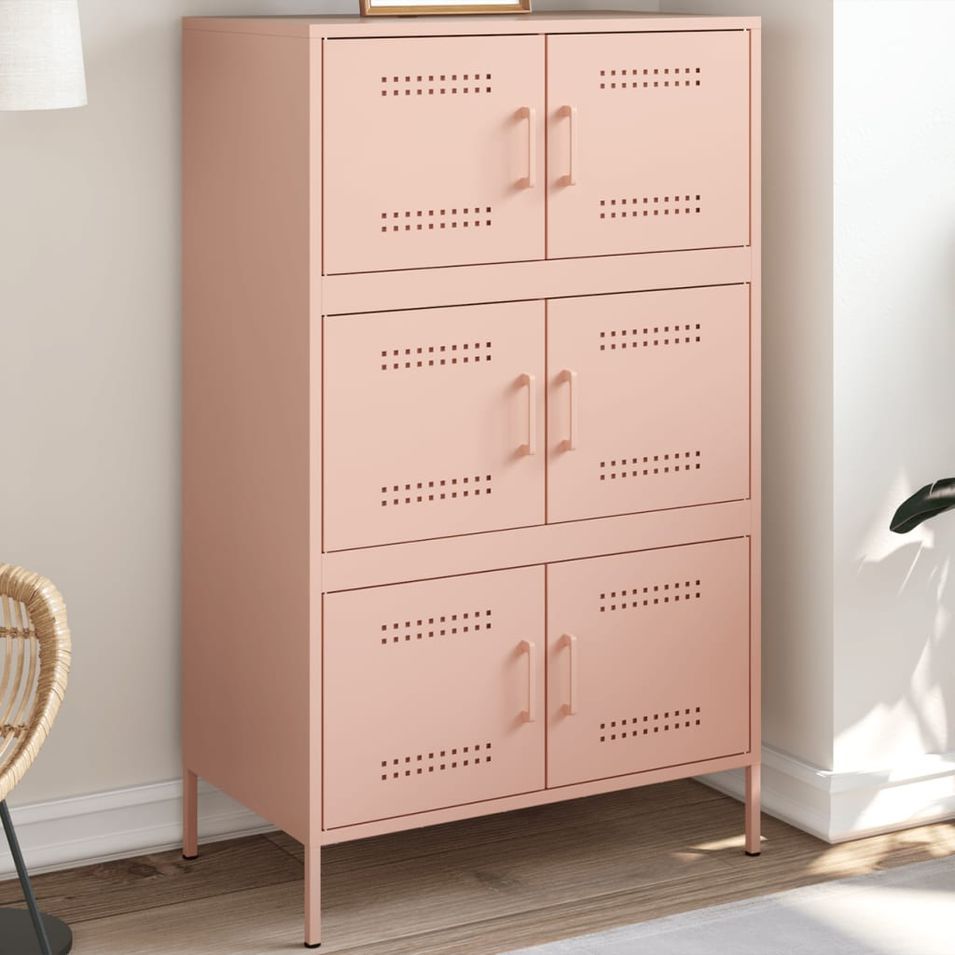 Buffet haut rose 68x39x113 cm acier - Photo n°1