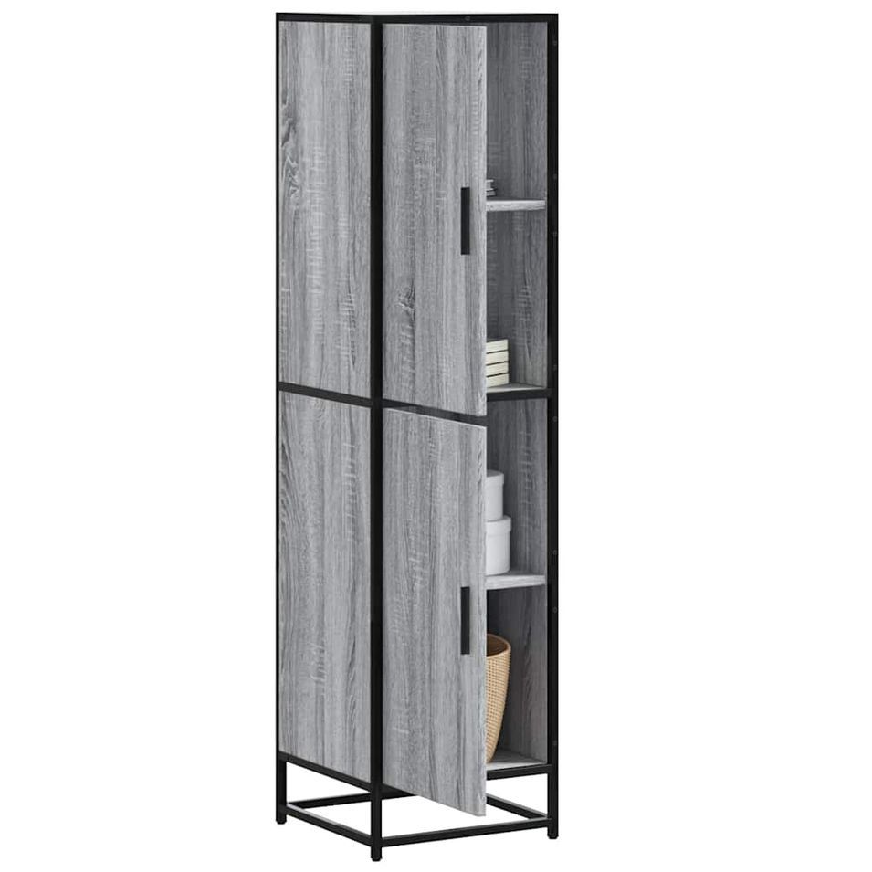 Buffet haut sonoma gris 35,5x35x139 cm bois d'ingénierie métal - Photo n°1