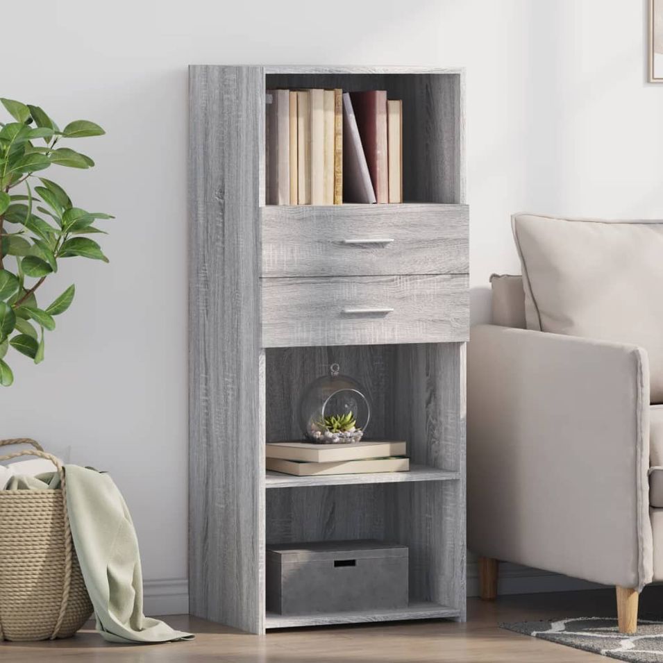 Buffet haut sonoma gris 50x42,5x124 cm bois d'ingénierie - Photo n°1