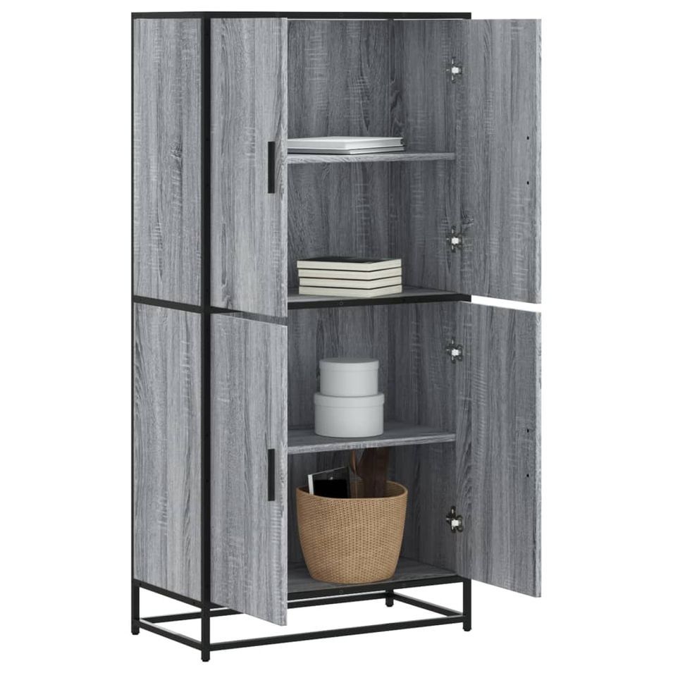 Buffet haut sonoma gris 68x35x139 cm bois d'ingénierie - Photo n°1