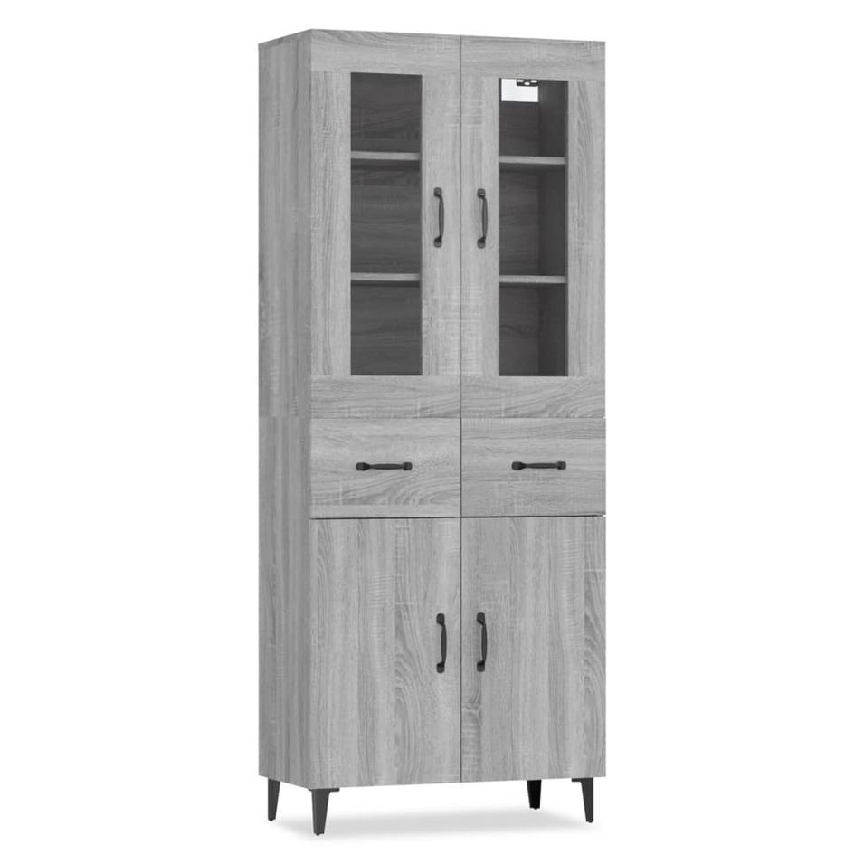 Buffet haut Sonoma gris 69,5x34x180 cm Bois d'ingénierie 6 - Photo n°1