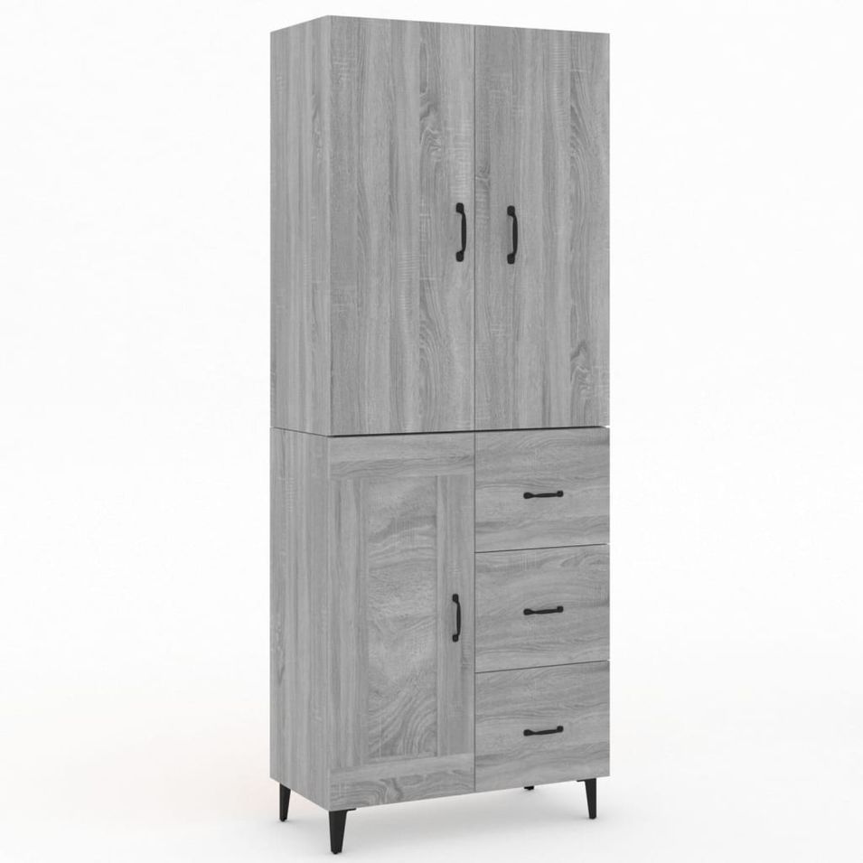 Buffet haut Sonoma gris 69,5x34x180 cm Bois d'ingénierie 3 - Photo n°1