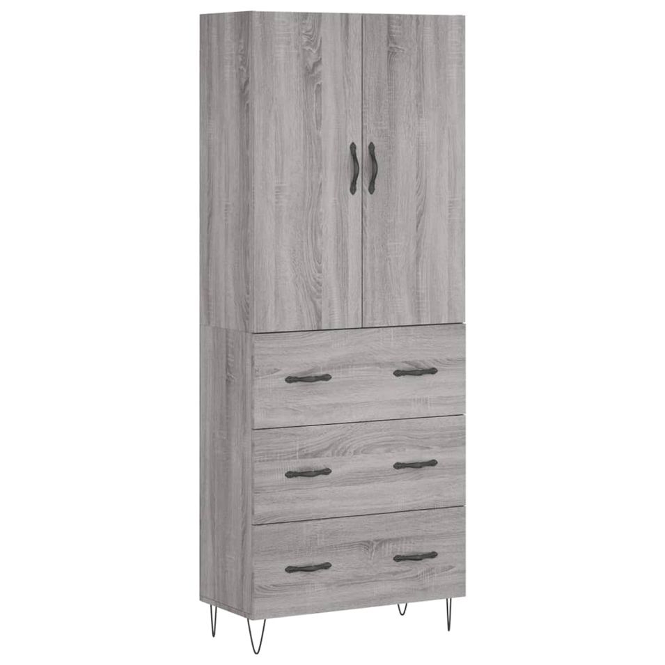 Buffet haut Sonoma gris 69,5x34x180 cm Bois d'ingénierie - Photo n°1