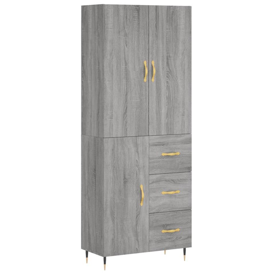Buffet haut Sonoma gris 69,5x34x180 cm Bois d'ingénierie - Photo n°1