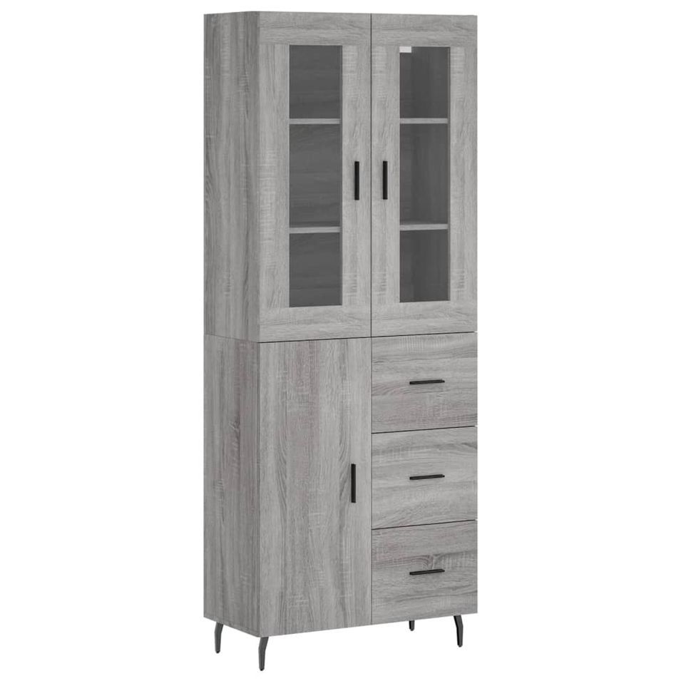 Buffet haut Sonoma gris 69,5x34x180 cm Bois d'ingénierie - Photo n°1