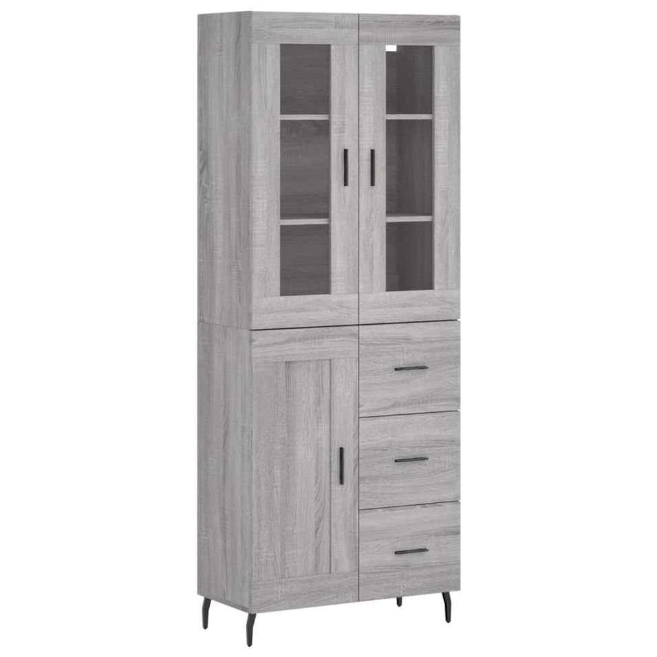 Buffet haut Sonoma gris 69,5x34x180 cm Bois d'ingénierie - Photo n°1