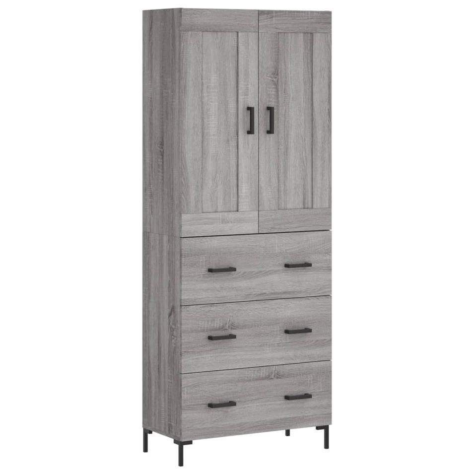Buffet haut Sonoma gris 69,5x34x180 cm Bois d'ingénierie - Photo n°1