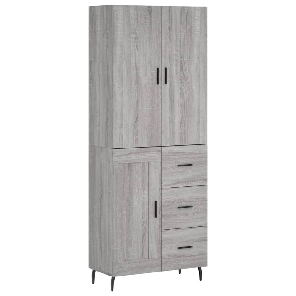 Buffet haut Sonoma gris 69,5x34x180 cm Bois d'ingénierie - Photo n°1
