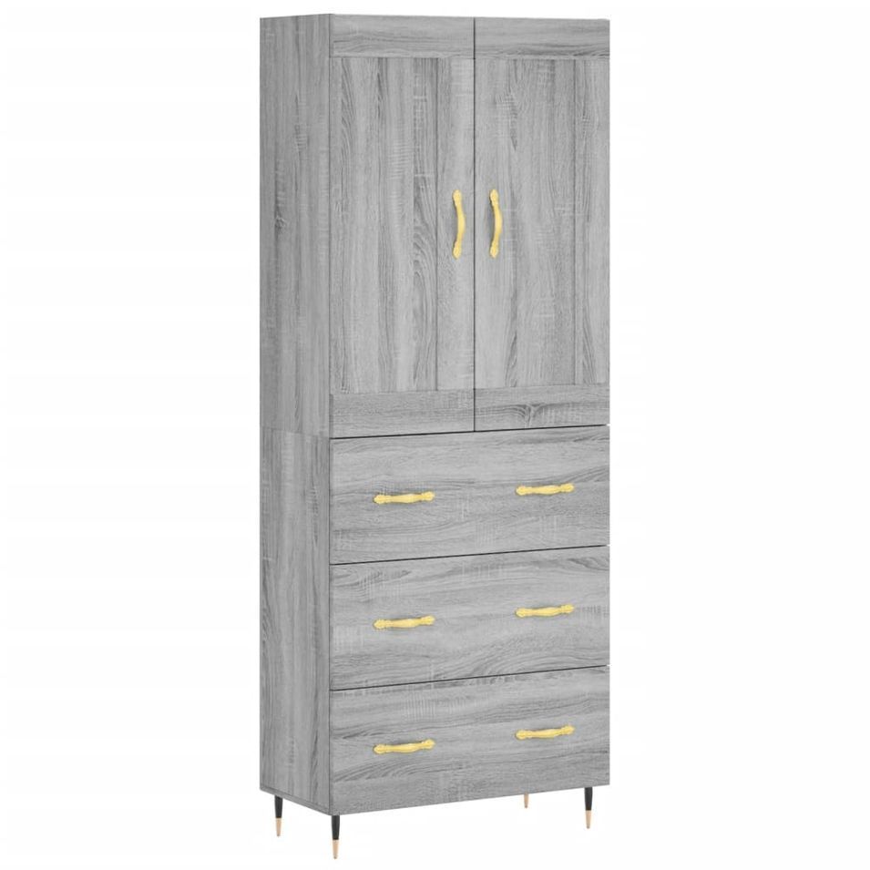 Buffet haut Sonoma gris 69,5x34x180 cm Bois d'ingénierie - Photo n°1