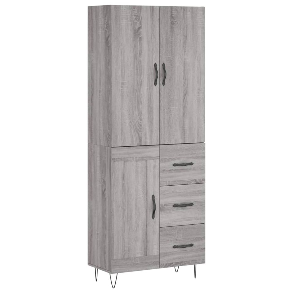 Buffet haut Sonoma gris 69,5x34x180 cm Bois d'ingénierie - Photo n°1