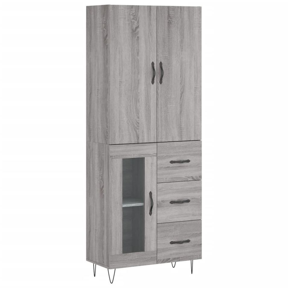 Buffet haut Sonoma gris 69,5x34x180 cm Bois d'ingénierie - Photo n°1