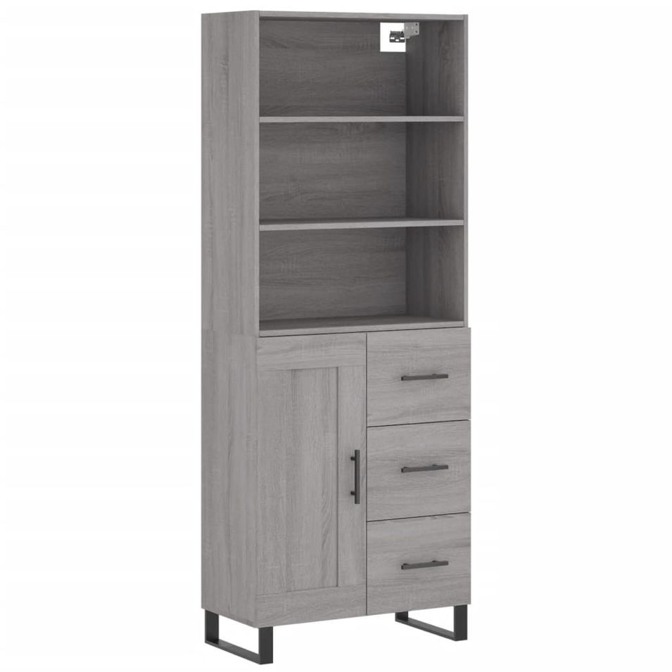 Buffet haut Sonoma gris 69,5x34x180 cm Bois d'ingénierie - Photo n°1