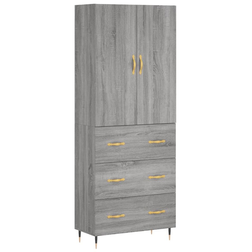 Buffet haut Sonoma gris 69,5x34x180 cm Bois d'ingénierie - Photo n°1