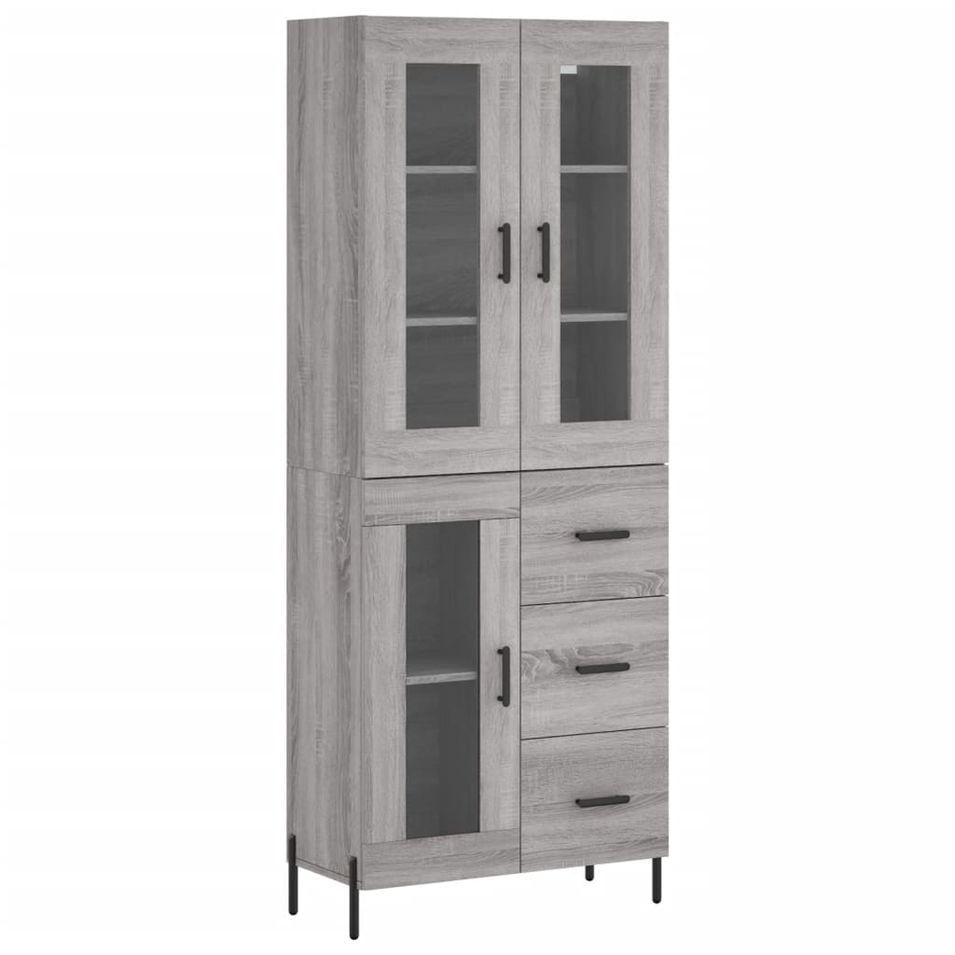 Buffet haut Sonoma gris 69,5x34x180 cm Bois d'ingénierie - Photo n°1