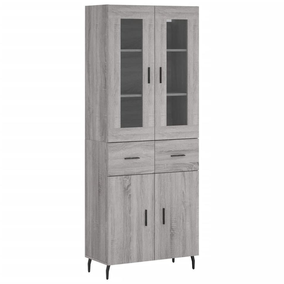 Buffet haut Sonoma gris 69,5x34x180 cm Bois d'ingénierie - Photo n°1