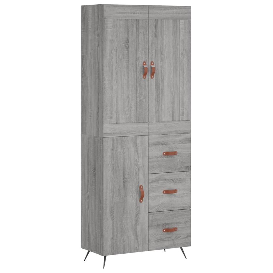 Buffet haut Sonoma gris 69,5x34x180 cm Bois d'ingénierie - Photo n°1