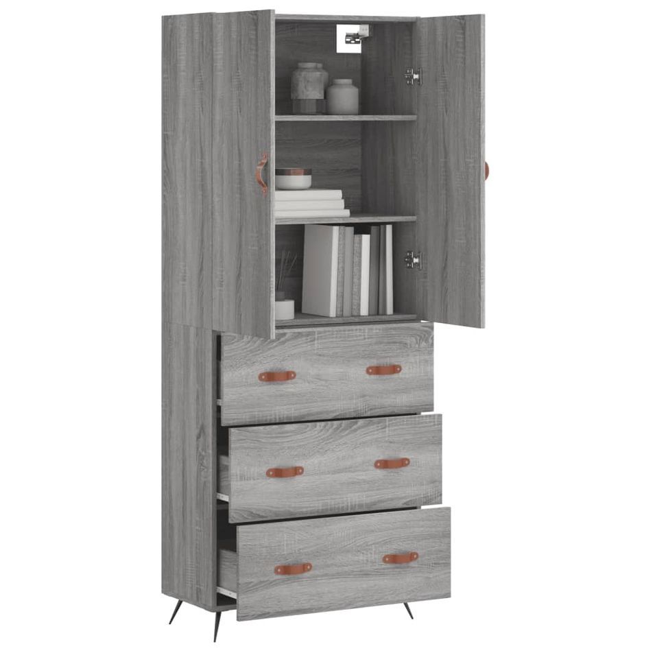 Buffet haut Sonoma gris 69,5x34x180 cm Bois d'ingénierie - Photo n°1