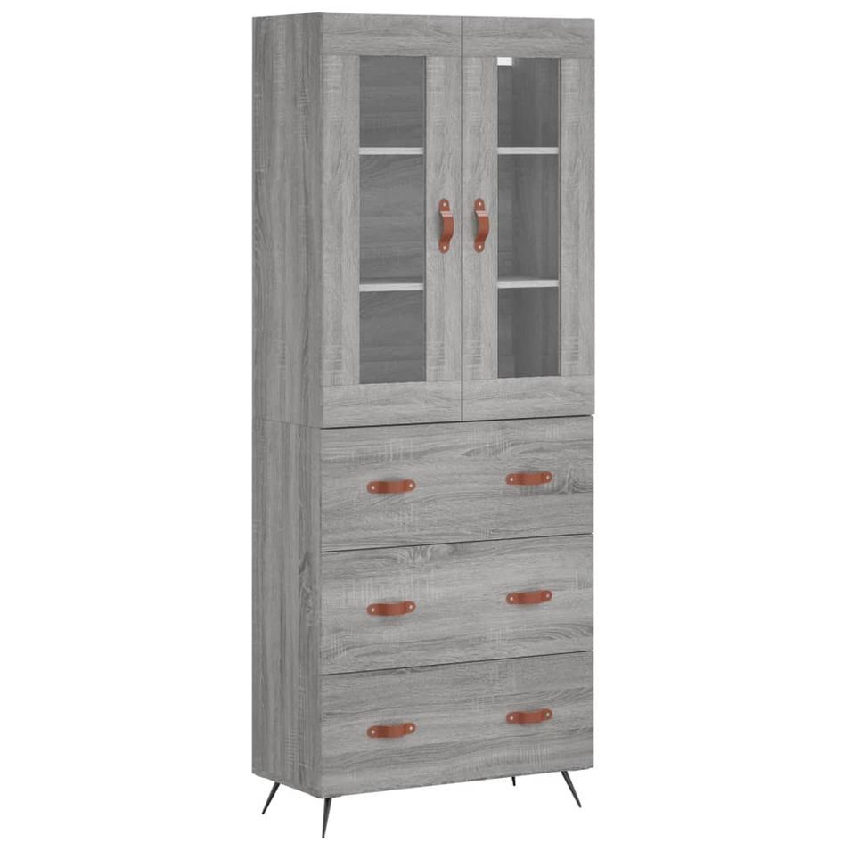 Buffet haut Sonoma gris 69,5x34x180 cm Bois d'ingénierie - Photo n°1