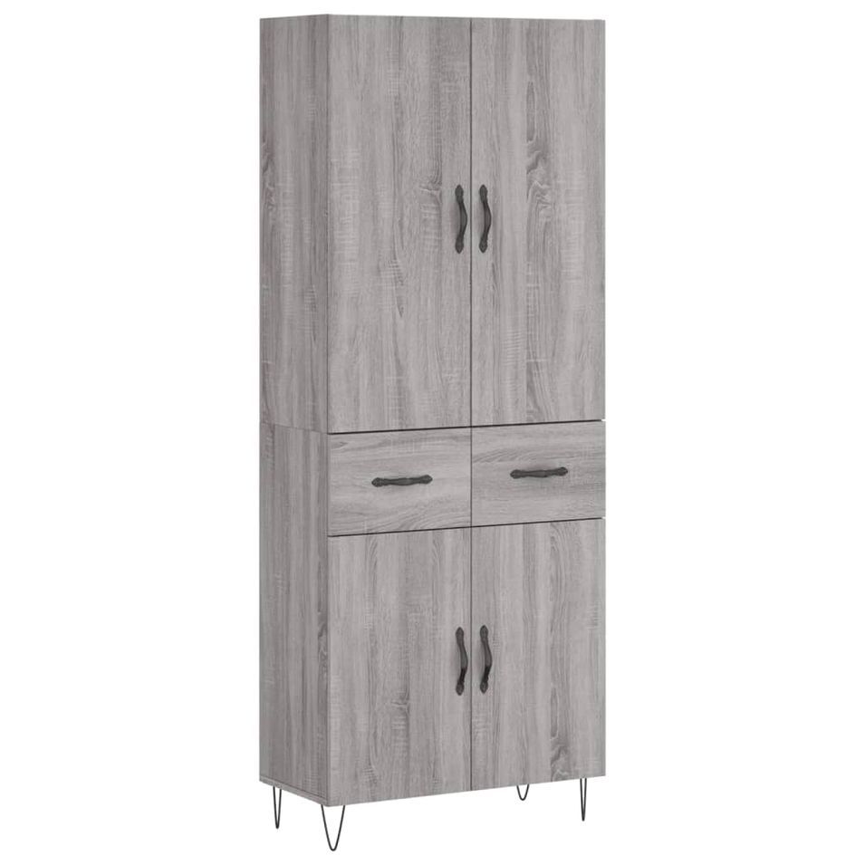 Buffet haut Sonoma gris 69,5x34x180 cm Bois d'ingénierie - Photo n°1