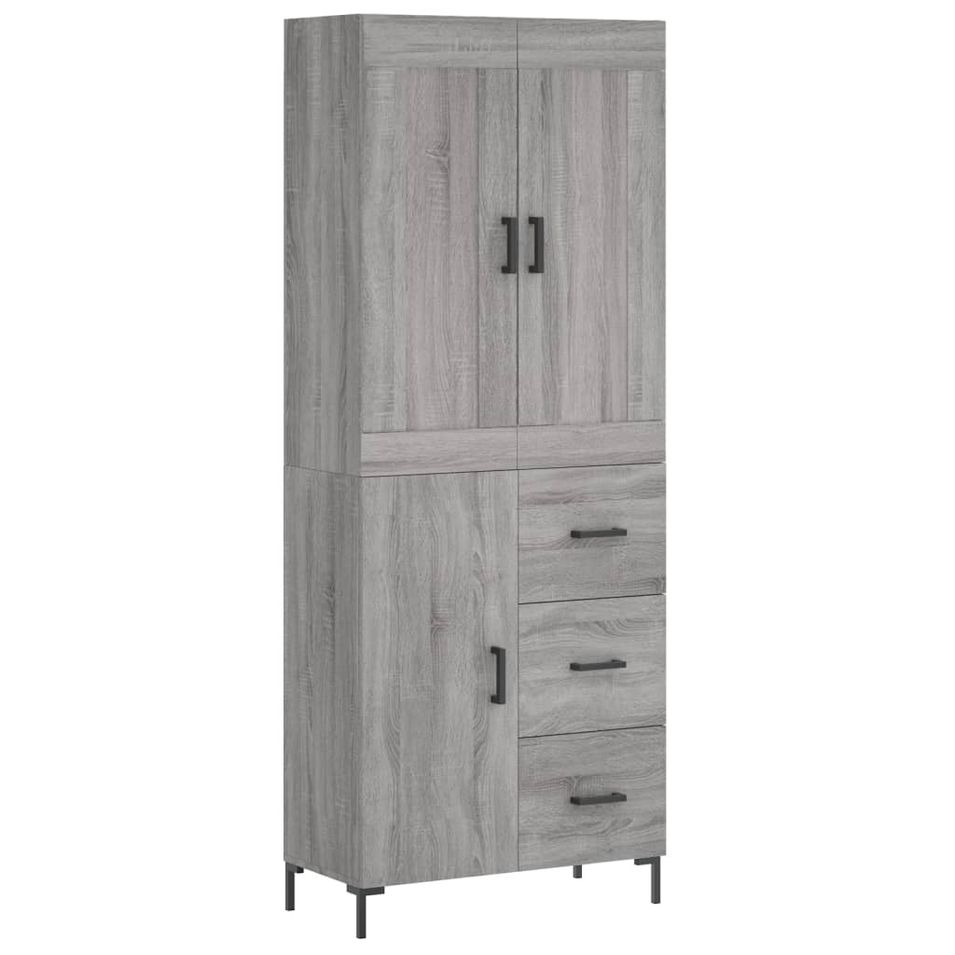 Buffet haut Sonoma gris 69,5x34x180 cm Bois d'ingénierie - Photo n°1