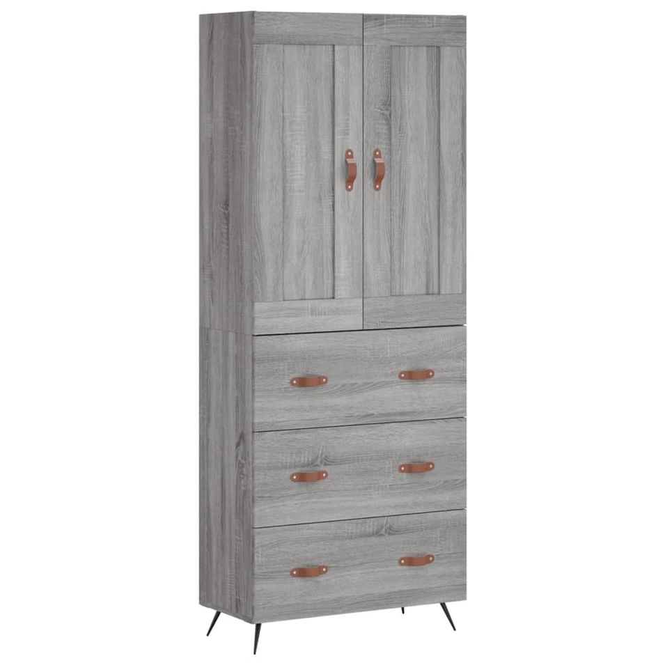 Buffet haut Sonoma gris 69,5x34x180 cm Bois d'ingénierie - Photo n°1