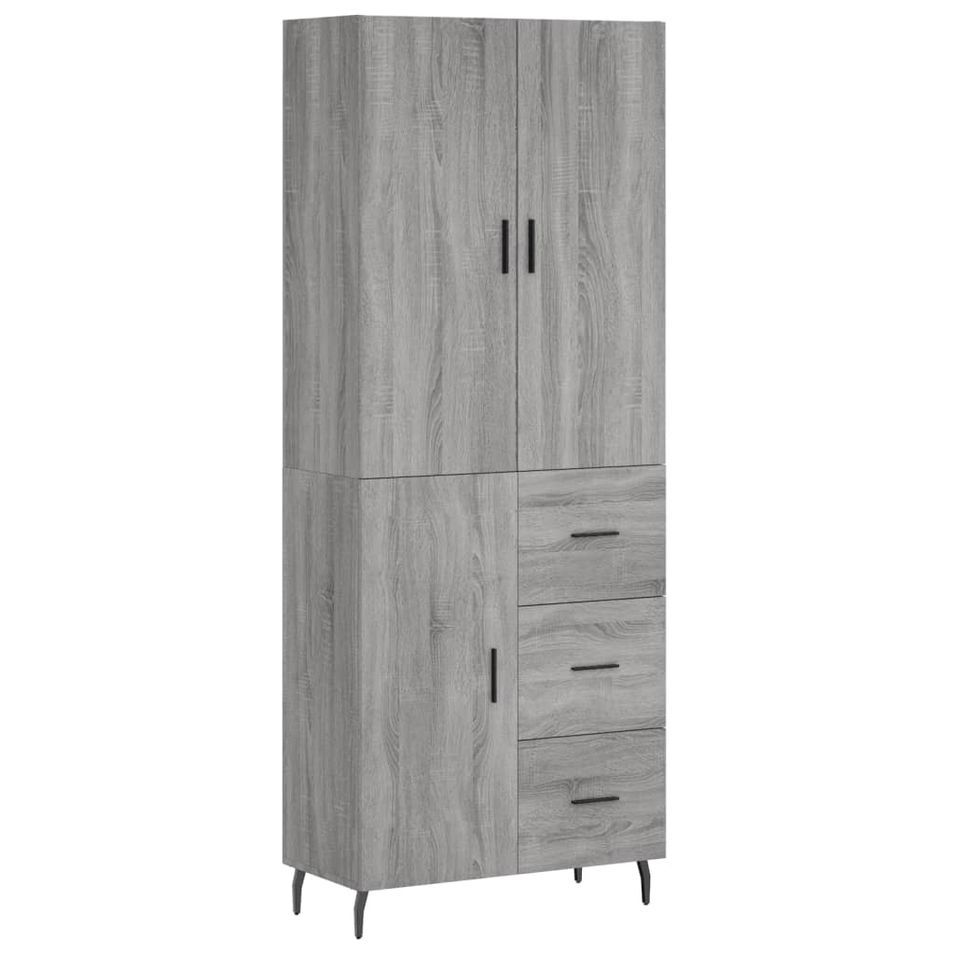 Buffet haut Sonoma gris 69,5x34x180 cm Bois d'ingénierie - Photo n°1