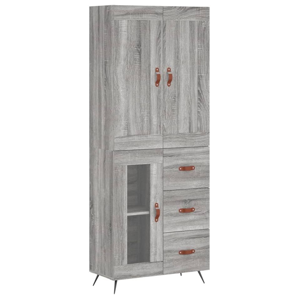 Buffet haut Sonoma gris 69,5x34x180 cm Bois d'ingénierie - Photo n°1
